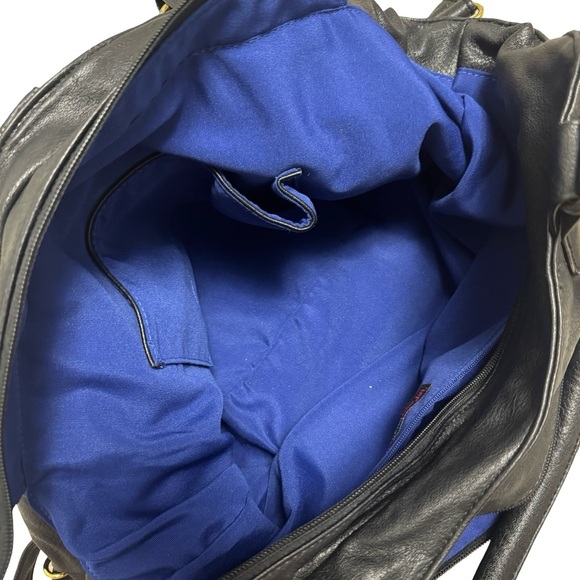 JustFab Black Faux Leather Satchel Bag with Gold Hardware - Picture 5 of 8